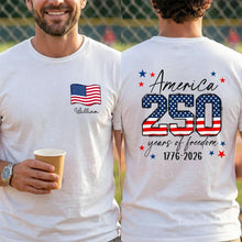 Load image into Gallery viewer, Personalized American Flag T-Shirt Custom Name Gift for Dad