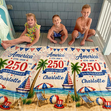 Load image into Gallery viewer, Personalized Beach Towel Custom Name Patriotic 4th of July Gift