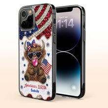 Load image into Gallery viewer, Personalized Clear Phone Case American Flag Highland Cow Gift