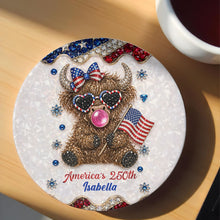Load image into Gallery viewer, Personalized Ceramic Coaster 4th of July Gift Custom Name