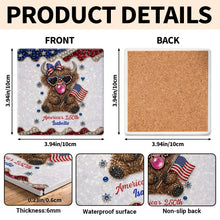Load image into Gallery viewer, Personalized Ceramic Coaster American Flag Gift for 4th of July