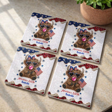 Load image into Gallery viewer, Personalized Ceramic Coaster American Flag Gift for 4th of July