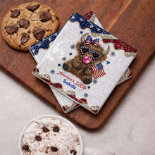 Load image into Gallery viewer, Personalized Ceramic Coaster American Flag Gift for 4th of July