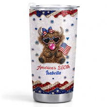 Load image into Gallery viewer, Personalized Highland Cow Tumbler with American Flag 4th of July Gift