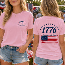 Load image into Gallery viewer, Personalized Patriotic T-Shirt Custom Front Back for 4th of July