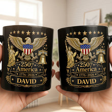 Load image into Gallery viewer, Personalized Black Mug Custom Eagle Design Gift for Dad
