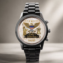 Load image into Gallery viewer, Personalized Men's Watch Custom Name Eagle Liberty Bell Gift