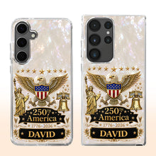 Load image into Gallery viewer, Personalized Clear Phone Case Eagle Statue Liberty Bell Gift for Dad