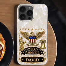 Load image into Gallery viewer, Personalized Clear Phone Case Eagle Statue Liberty Bell Gift for Dad