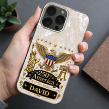 Load image into Gallery viewer, Personalized Clear Phone Case Eagle Statue Liberty Bell Gift for Dad