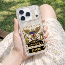 Load image into Gallery viewer, Personalized Clear Phone Case Eagle Statue Liberty Bell Gift for Dad