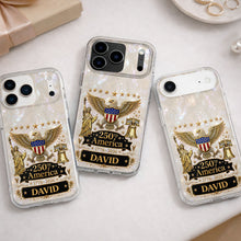 Load image into Gallery viewer, Personalized Clear Phone Case Eagle Statue Liberty Bell Gift for Dad