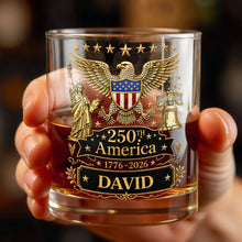 Load image into Gallery viewer, Personalized Custom Whiskey Glass with Patriotic Eagle Design for Dad – Ideal Father's Day Gift