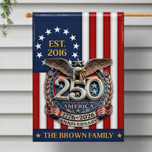 Load image into Gallery viewer, Personalized Double-Sided Garden Flag Custom Family Name Eagle & American Flag 4th of July Gift