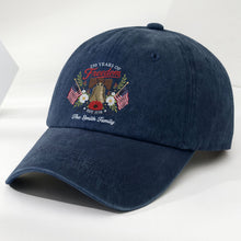 Load image into Gallery viewer, Personalized Washed Denim Cap Custom Family Name 4th of July Gift