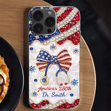 Load image into Gallery viewer, Personalized Clear Phone Case with Crystals for Doctor | 4th of July Gift