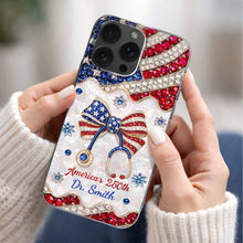 Load image into Gallery viewer, Personalized Clear Phone Case with Crystals for Doctor | 4th of July Gift