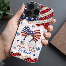 Load image into Gallery viewer, Personalized Clear Phone Case with Crystals for Doctor | 4th of July Gift