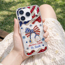 Load image into Gallery viewer, Personalized Clear Phone Case with Crystals for Doctor | 4th of July Gift