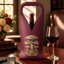 Load image into Gallery viewer, Personalized Leather Wine Bag Custom Name USA Flag Gift