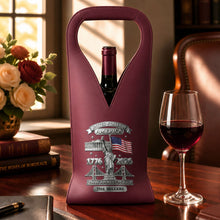 Load image into Gallery viewer, Personalized Leather Wine Bag Custom Name USA Flag Gift
