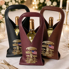 Load image into Gallery viewer, Personalized Leather Wine Bag Custom Name USA Flag Gift
