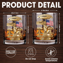 Load image into Gallery viewer, Personalized Whiskey Glass Custom Family Name USA Flag Gift for Dad