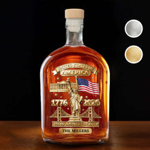 Load image into Gallery viewer, Personalized Whiskey Bottle Custom Family Name 250th Anniversary Gift for Dad