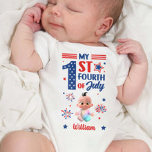 Load image into Gallery viewer, Personalized Baby Onesie Custom Name Fourth of July Gift
