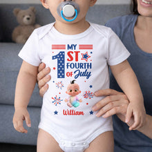 Load image into Gallery viewer, Personalized Baby Onesie Custom Name Fourth of July Gift