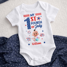 Load image into Gallery viewer, Personalized Baby Onesie Custom Name Fourth of July Gift