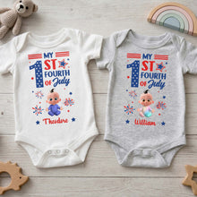 Load image into Gallery viewer, Personalized Baby Onesie Custom Name Fourth of July Gift