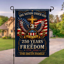 Load image into Gallery viewer, Personalized Double-Sided Garden Flag with Eagle and Family Name for 4th of July