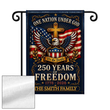 Load image into Gallery viewer, Personalized Double-Sided Garden Flag with Eagle and Family Name for 4th of July