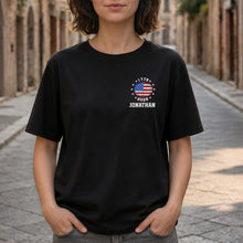 Load image into Gallery viewer, Personalized American Flag T-Shirt Custom Design for 4th of July