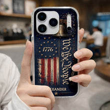 Load image into Gallery viewer, Personalized Clear Phone Case with Liberty Bell American Flag for Dad