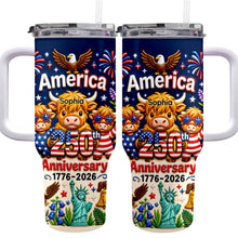 Load image into Gallery viewer, Personalized 40oz Tumbler Custom Name Patriotic Gift for Independence Day