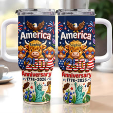 Load image into Gallery viewer, Personalized 40oz Tumbler Custom Name Patriotic Gift for Independence Day