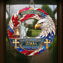 Load image into Gallery viewer, Personalized Wood Sign Custom Family Name God Bless America Gift