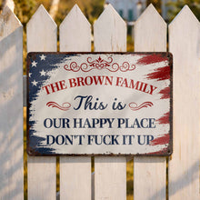Load image into Gallery viewer, Personalized Metal Wall Sign Family Name American Flag Gift