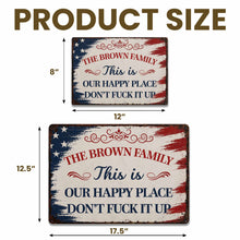 Load image into Gallery viewer, Personalized Metal Wall Sign Family Name American Flag Gift