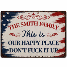 Load image into Gallery viewer, Personalized Metal Wall Sign Family Name American Flag Gift
