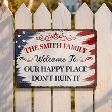 Load image into Gallery viewer, Personalized American Flag Metal Sign Custom Family Name Gift