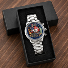 Load image into Gallery viewer, Personalized Men's Watch Custom Name USA Flag Gift for Dad