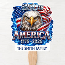 Load image into Gallery viewer, Personalized Custom Hand Fan American Flag Bald Eagle Gift