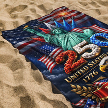 Load image into Gallery viewer, Personalized Microfiber Beach Towel USA Eagle Custom Name Gift