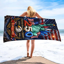 Load image into Gallery viewer, Personalized Microfiber Beach Towel USA Eagle Custom Name Gift