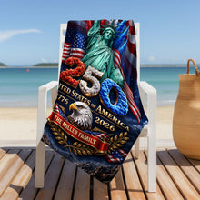 Load image into Gallery viewer, Personalized Microfiber Beach Towel USA Eagle Custom Name Gift