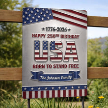 Load image into Gallery viewer, Personalized Metal Sign Custom Family Name USA Flag Gift