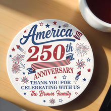 Load image into Gallery viewer, Personalized Ceramic Coaster Custom Name Fireworks Gift for Family